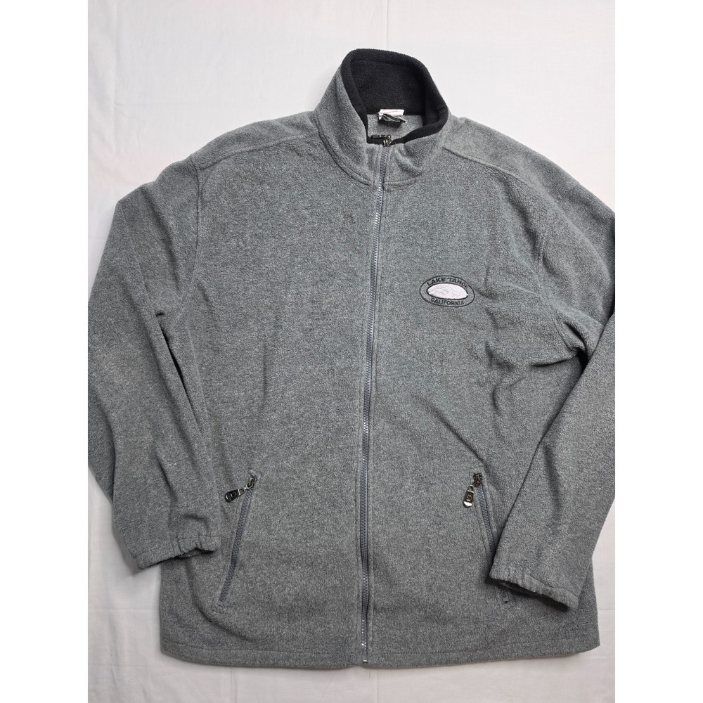 Dimco Apparel Fleece Jacket Mens Medium Gray Lake Tahoe California Logo Full Zip
